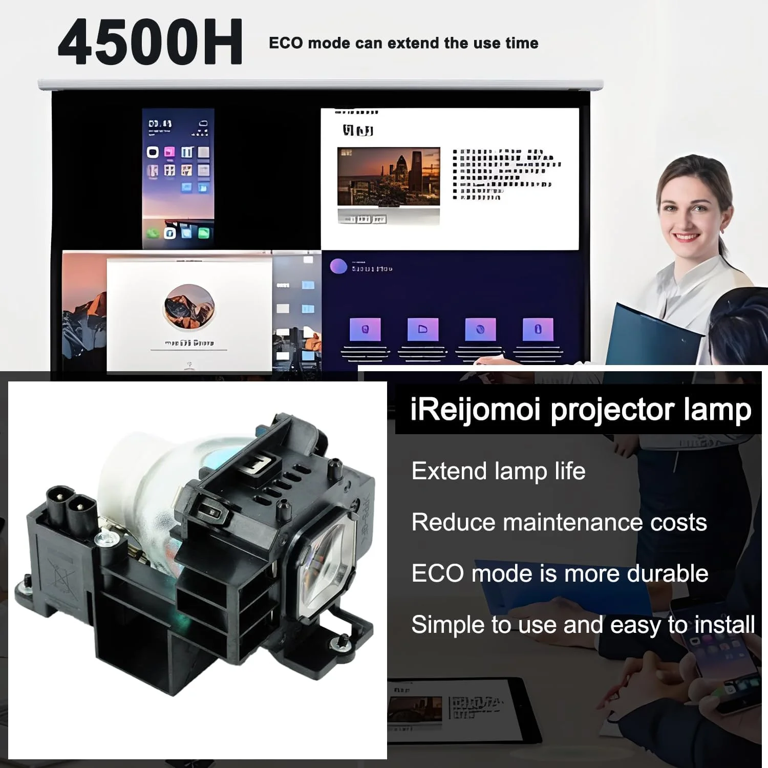 لامپ جایگزین iReijomoi مدل NP07LP با محفظه برای پروژکتورهای NEC NP300/NP400/NP410W/NP500/NP500W/NP500WS/NP510W/NP510WS/NP600/NP600S/NP610/NP610S/NP610C