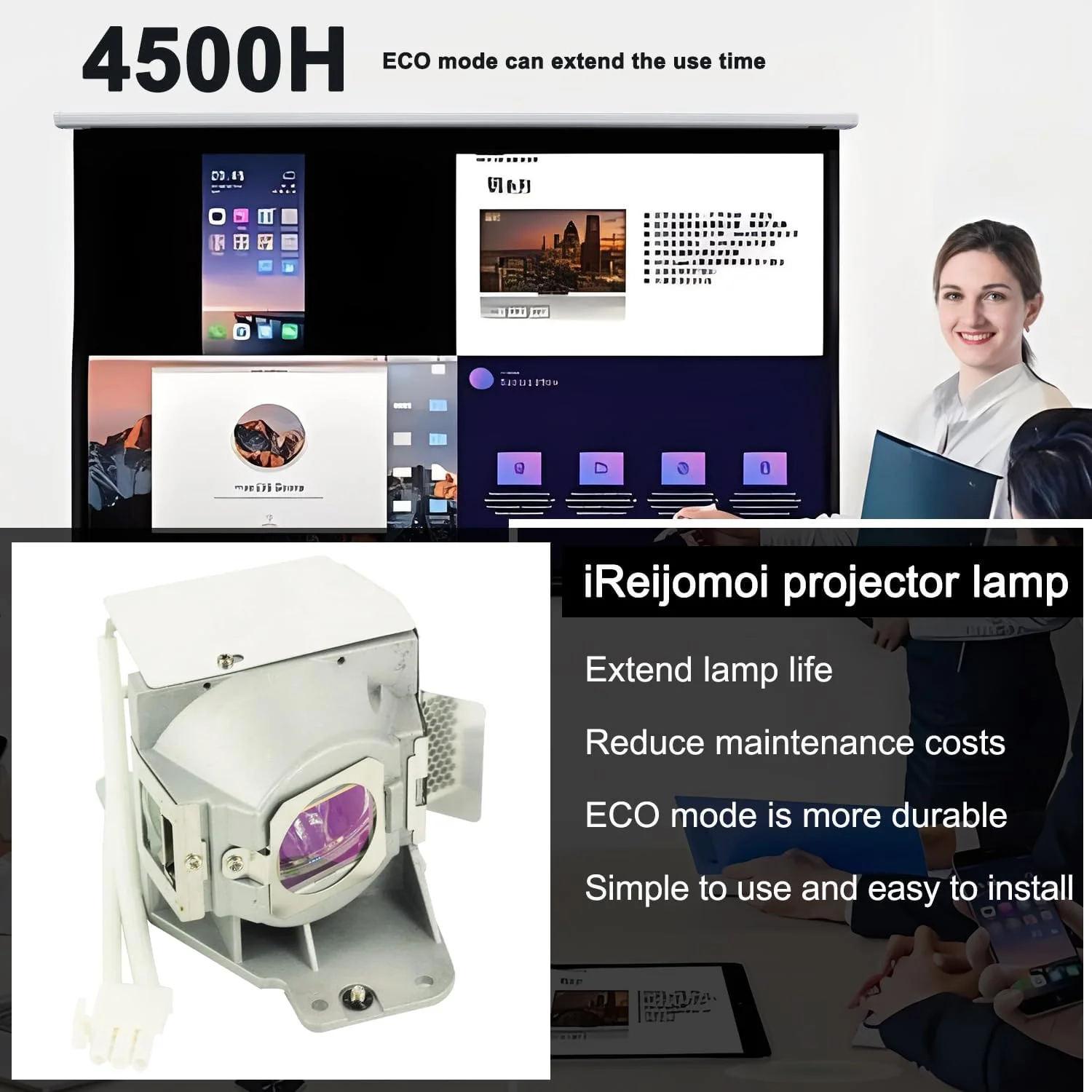 لامپ جایگزین iReijomoi مدل MC.JFZ11.001 RLC-079 با محفظه برای پروژکتورهای ACER H6510BD و VIEWSONIC PJD7820HD PJD7822HDL