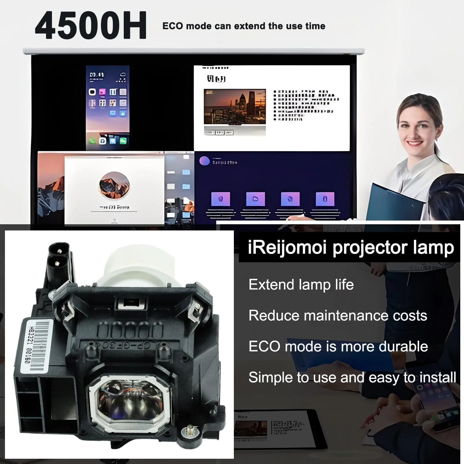 لامپ جایگزین NP15LP با محفظه برای پروژکتورهای NEC M230X/M260W/M260X/M260XS/M271W/M271X/M300X/M300XG/M311X