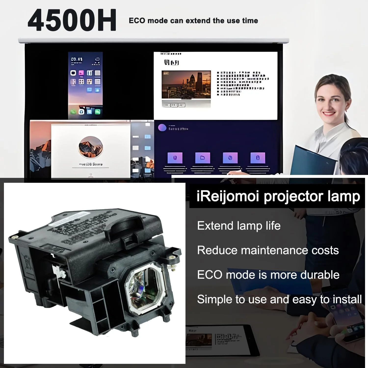 لامپ جایگزین NP16LP NP16LP-UM با محفظه برای پروژکتورهای NEC M260WS/M300W/M300XS/M311W/M350X/M361X/M311W/UM280W/UM280Wi/UM280X/UM280Xi