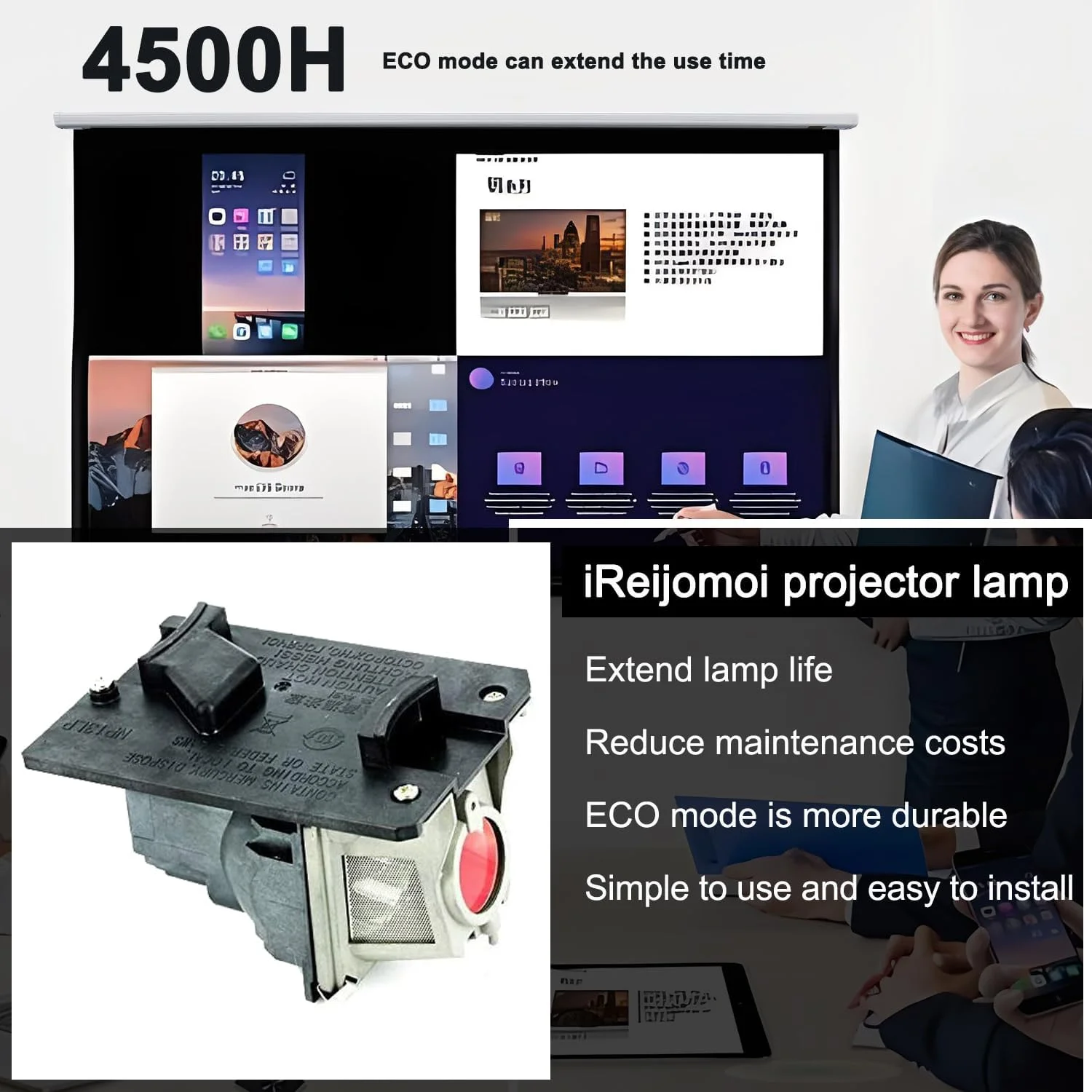 لامپ جایگزین iReijomoi مدل NP18LP با محفظه برای پروژکتورهای NEC NP-V300W/NP-V300X/V300WG/V300X/V281W+