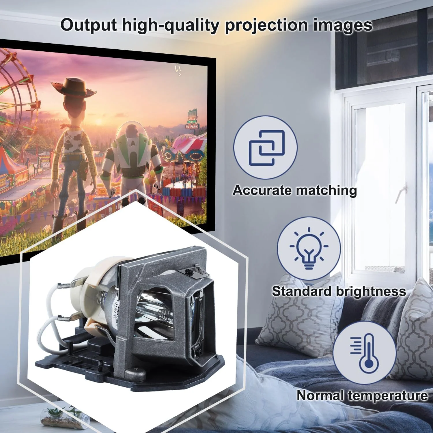 لامپ جایگزین SP.8LG01GC01 با محفظه برای پروژکتورهای OPTOMA DB2401/DB3401/DS211/DT2401/DT3401/DX211/ES521/EX521/OPX2630/PJ666/PJ888