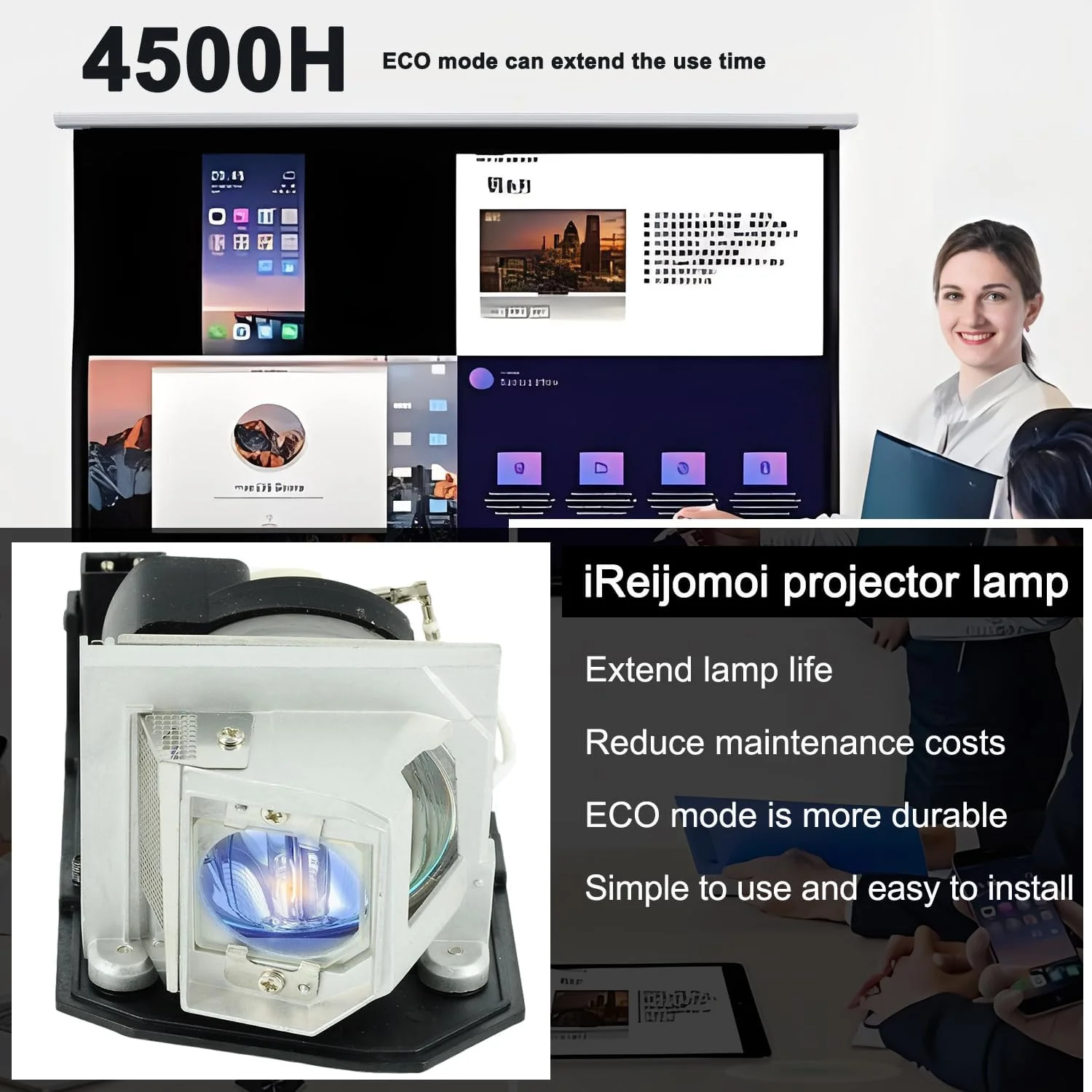 لامپ جایگزین iReijomoi مدل SP.8MQ01GC01 به همراه محفظه برای پروژکتورهای OPTOMA HD20 (Q8NJ)/HD20-LV HD200X (Q8NJ)/HD200X-LV/Theme-S HD23 (Q8NJ)/DH1010/EH1020/EX612/EX615/GT750/GT750-XL/HD20/HD20-LV