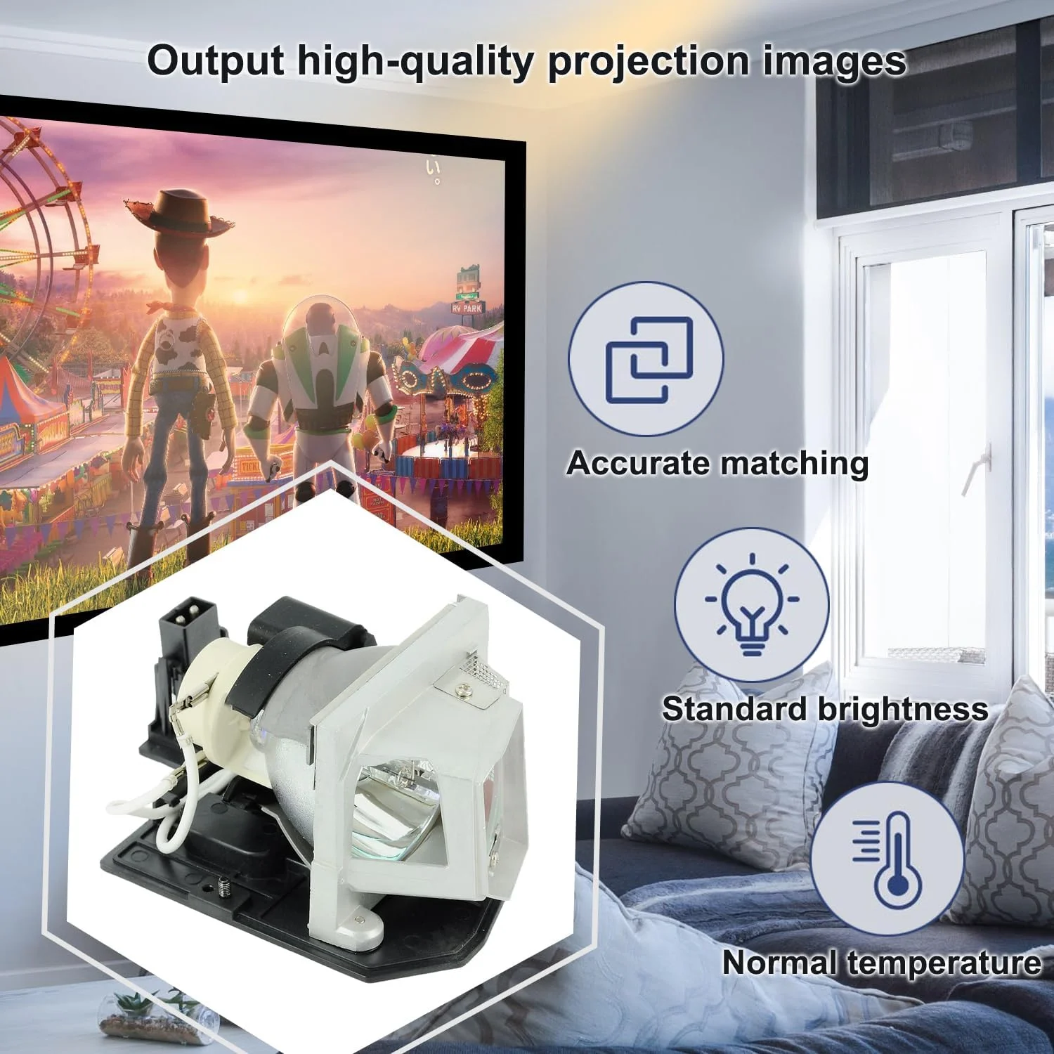 لامپ جایگزین iReijomoi مدل SP.8MQ01GC01 به همراه محفظه برای پروژکتورهای OPTOMA HD20 (Q8NJ)/HD20-LV HD200X (Q8NJ)/HD200X-LV/Theme-S HD23 (Q8NJ)/DH1010/EH1020/EX612/EX615/GT750/GT750-XL/HD20/HD20-LV