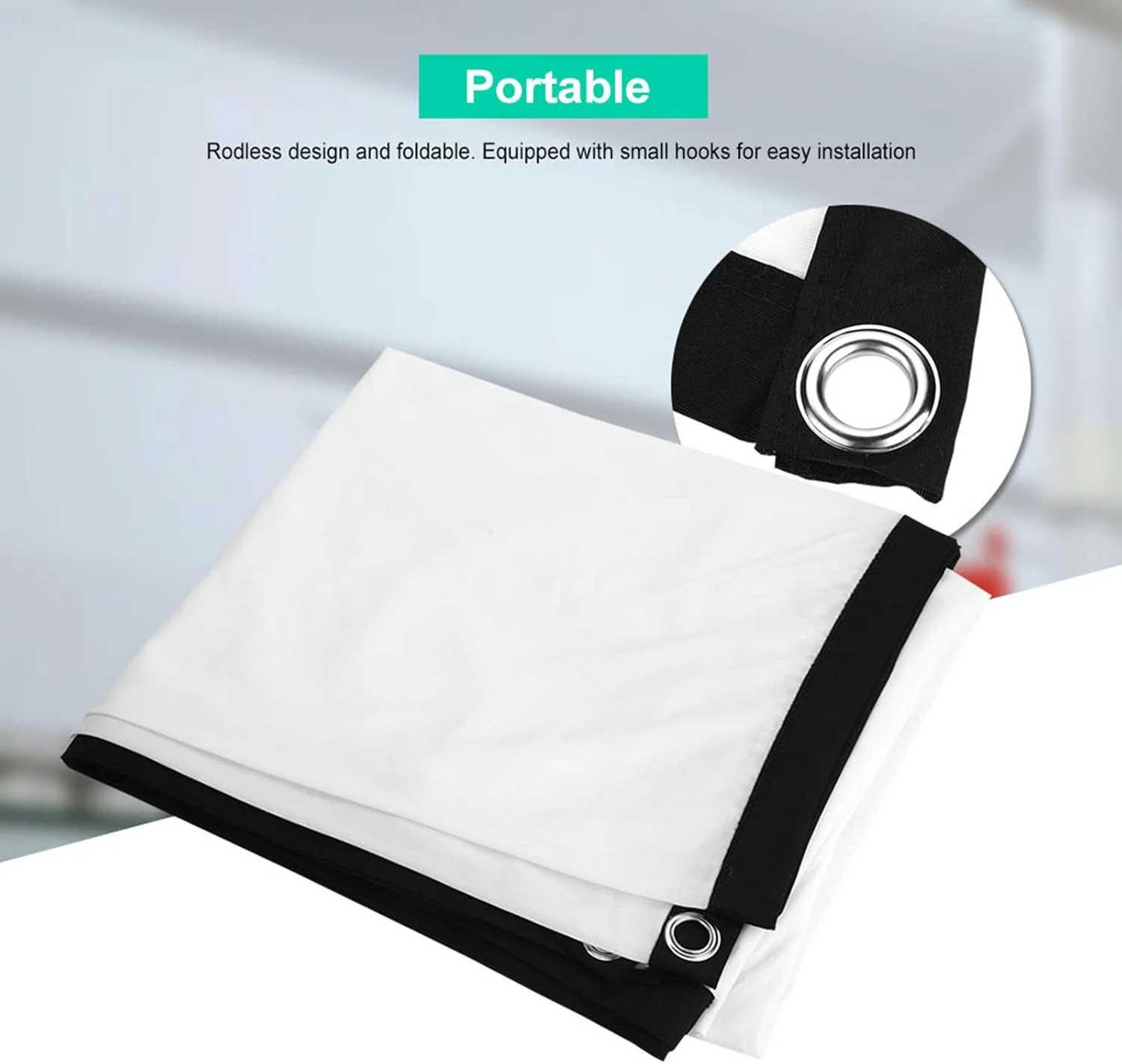 پرده نمایش پروژکتور Jaerb، 16:9 HD با 6 قلاب، پرده نمایش فیلم تاشو ضد چروک قابل حمل، پرده نمایش پروژکتور برای سینمای خانگی (100 اینچ)