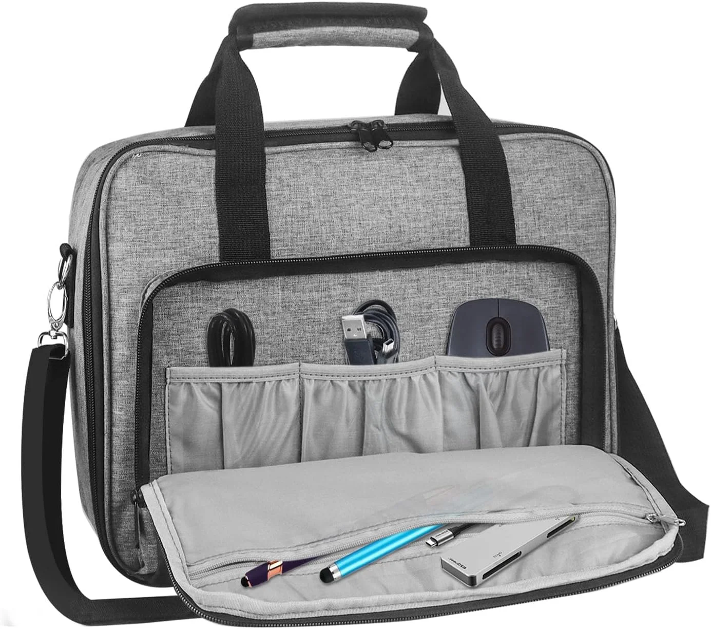 کیف حمل پروژکتور Jenlan، کیف بزرگ حمل پروژکتور با جیب های لوازم جانبی، بند شانه قابل تنظیم، کیف مسافرتی قابل حمل سازگار با اکثر پروژکتورهای اصلی