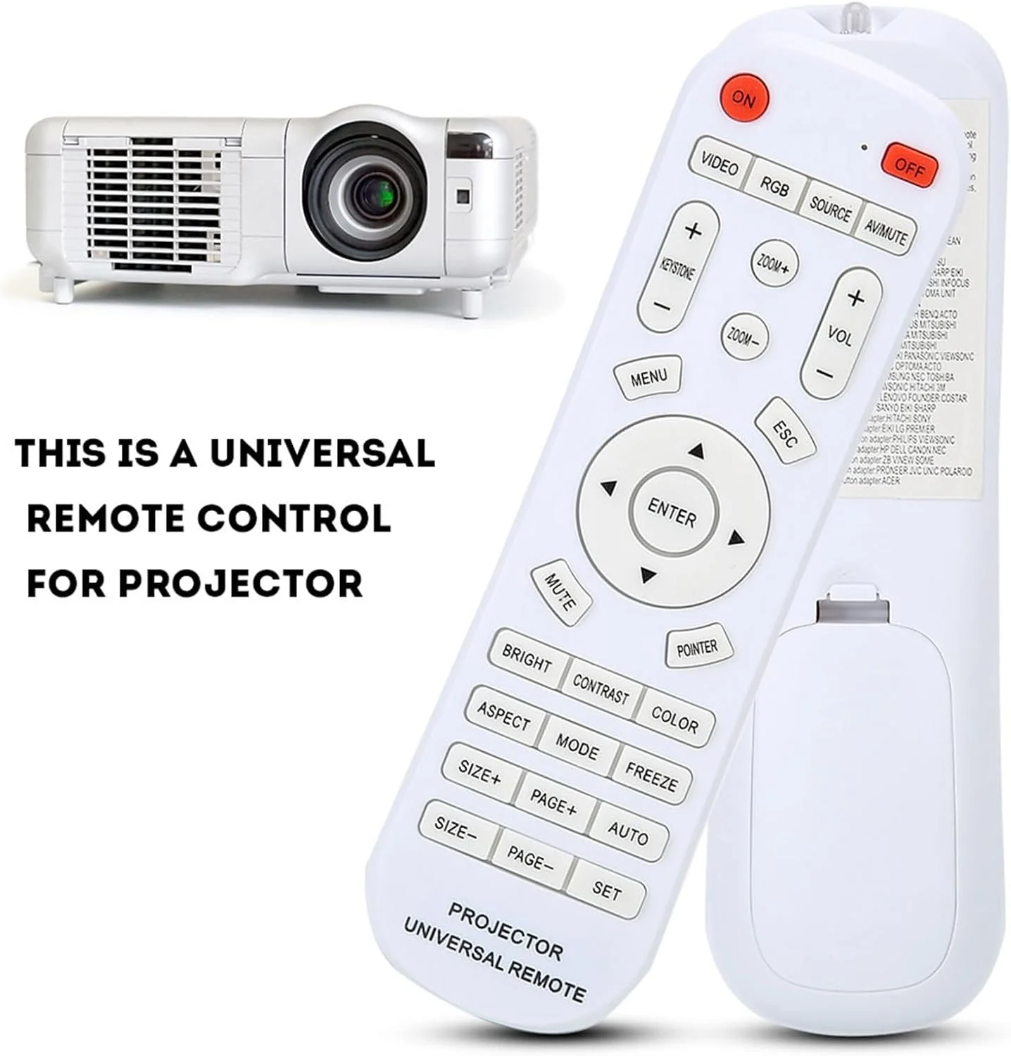 ریموت کنترل پروژکتور Jiawu، ساخته شده از ABS بادوام، برد 10 متر، جایگزین برای ریموت کنترل پروژکتور سفید برای سینمای خانگی