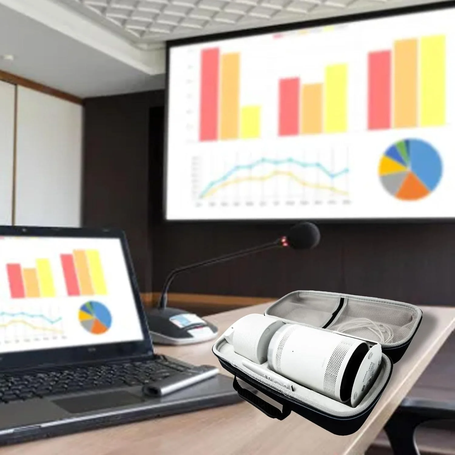 کیف حمل پروژکتور Jiawu PRO HY320 EVA سخت، جعبه نگهداری مقاوم در برابر سایش برای پروژکتور مسافرتی