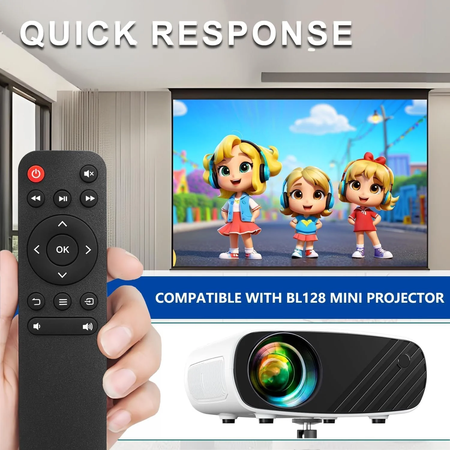 ریموت کنترل جایگزین JISIZKY سازگار با پروژکتور فیلم قابل حمل ELEPHAS BL128