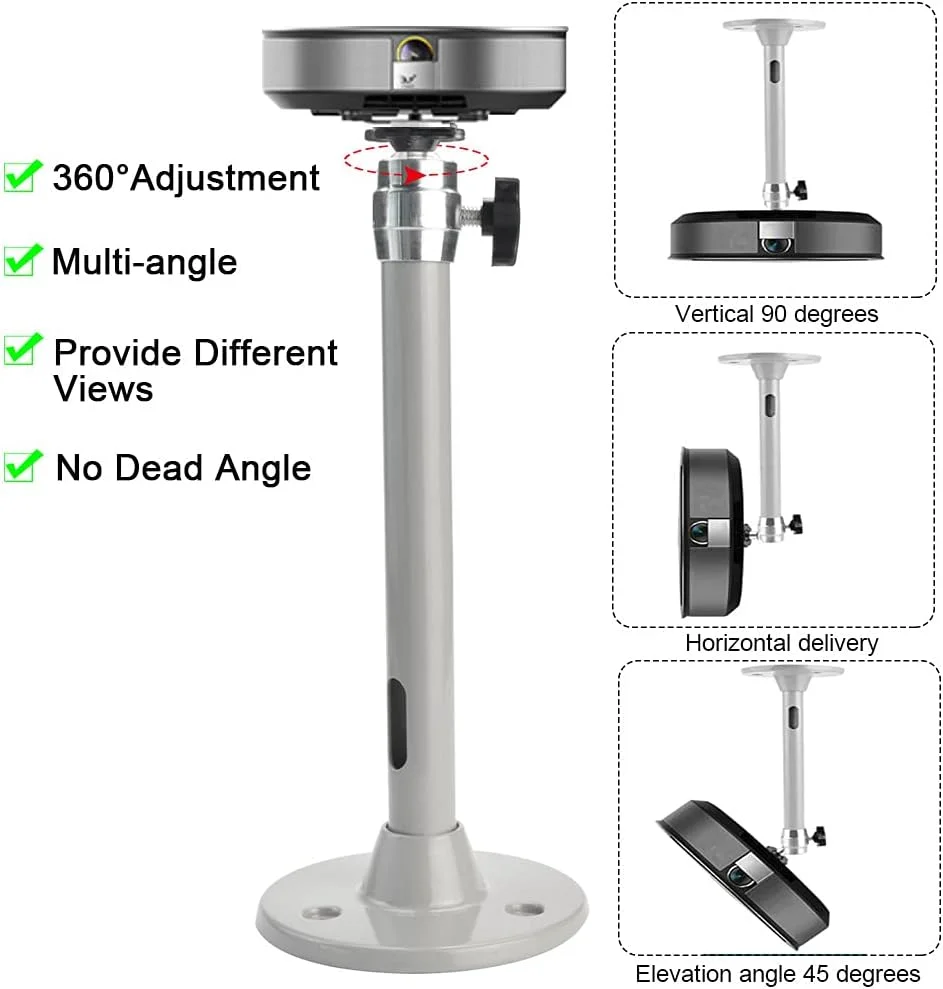 پایه نصب پروژکتور سقفی و دیواری کوچک، آلیاژ آلومینیوم، جهانی، قابل تنظیم شیب و چرخش، آویز پروژکتور، پایه آویز دیواری برای اکثر پروژکتورهای کوچک