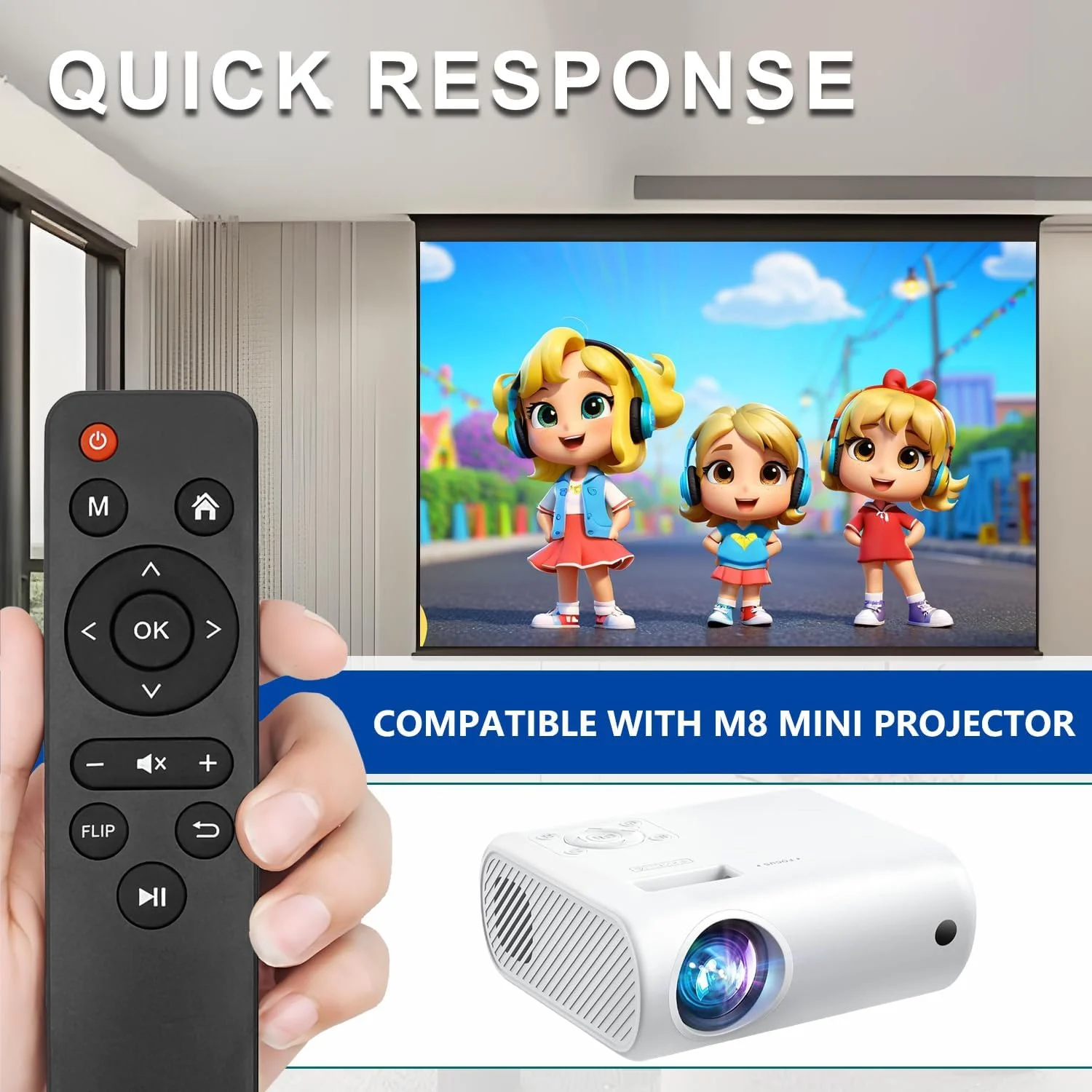 ریموت کنترل جایگزین KhotIlong برای پروژکتور قابل حمل، سازگار با پروژکتور قابل حمل ارتقا یافته M8 2024 (تک عددی)