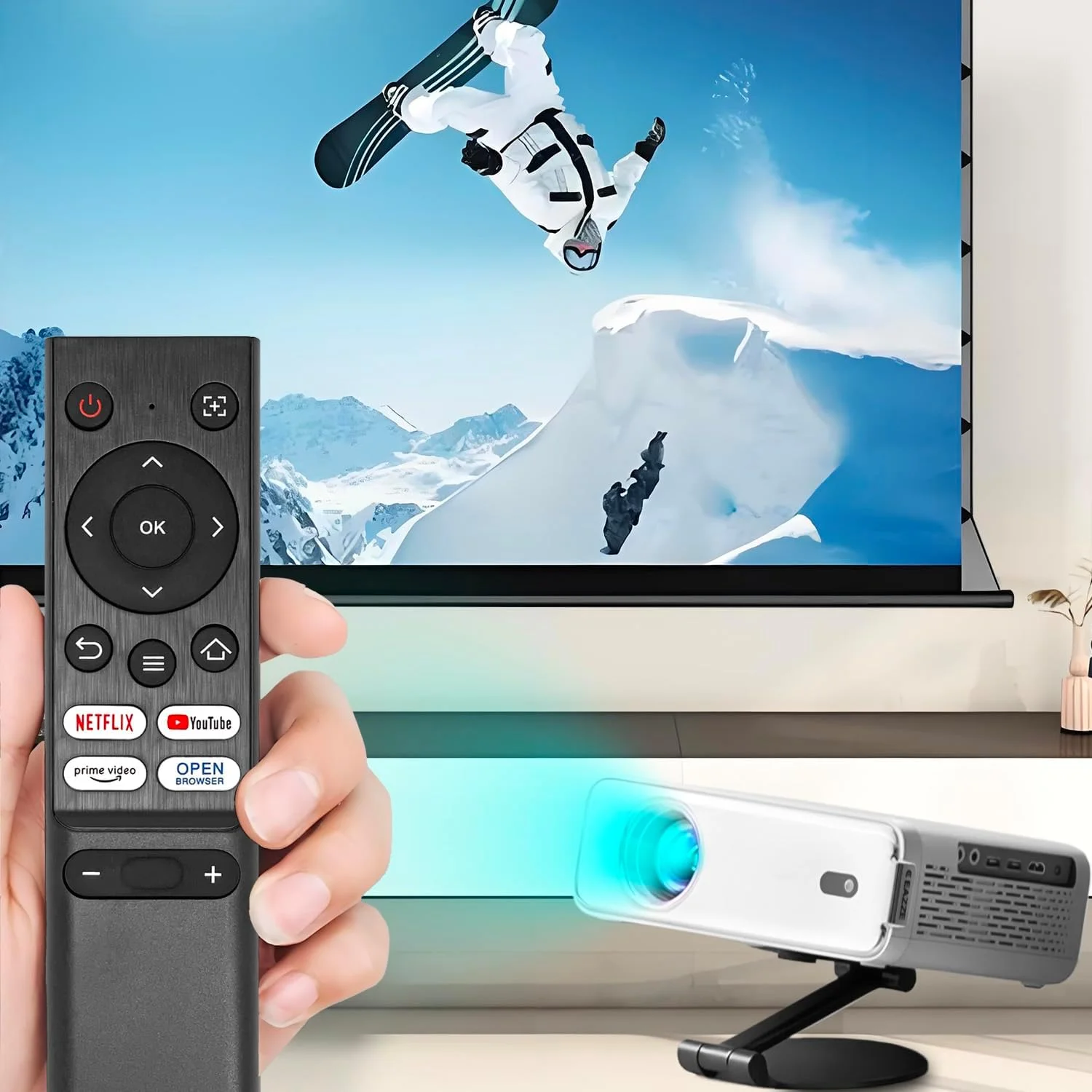 ریموت کنترل جایگزین برای پروژکتور قابل حمل، سازگار با پروژکتور قابل حمل Aurzen EAZZE D1 D001 (تک عددی)