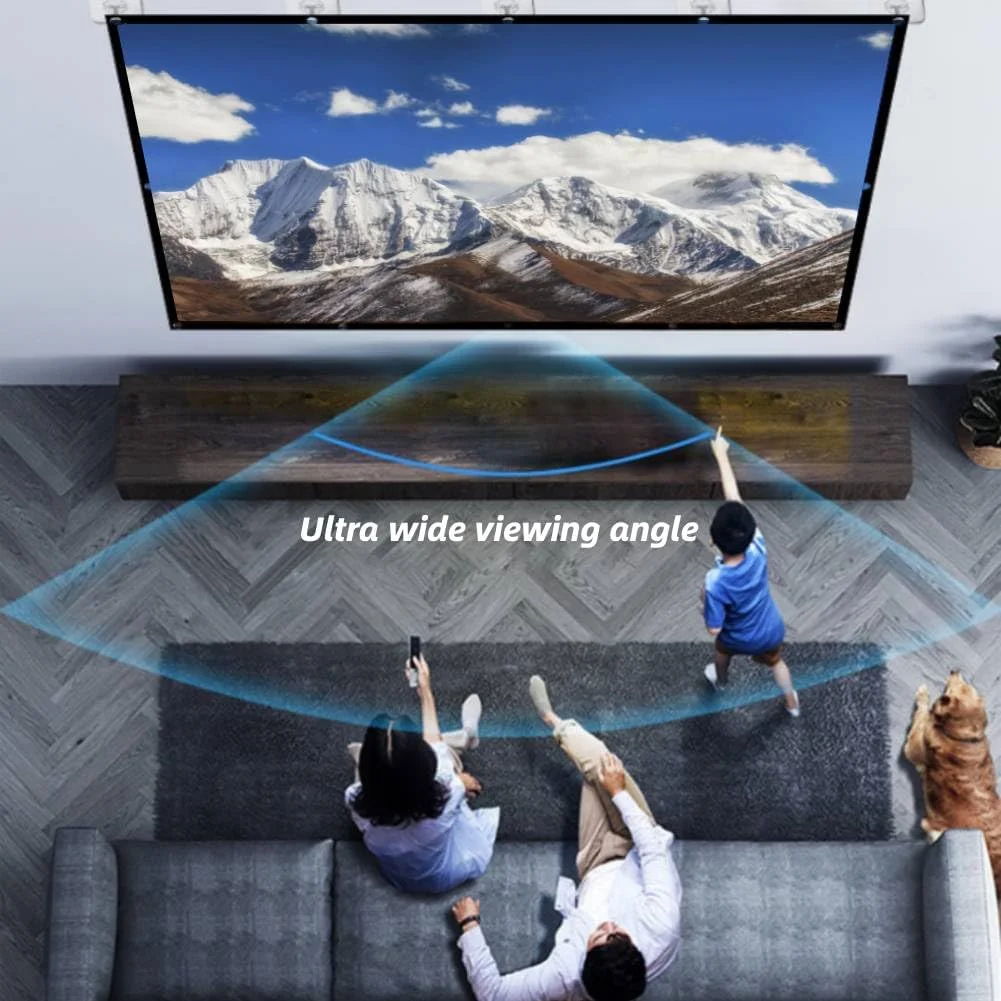 پرده نمایش فیلم قابل حمل کیمیس، جنس پلی استر مصنوعی، یک عدد، پرده نمایش سفید تاشو بدون چروک، نسبت تصویر 16:9 (72 اینچ) (60 اینچ)