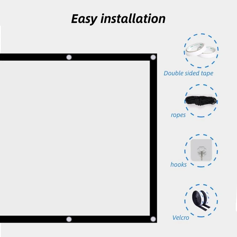پرده نمایش فیلم قابل حمل کیمیس، جنس پلی استر مصنوعی، یک عدد، پرده نمایش سفید تاشو بدون چروک، نسبت تصویر 16:9 (72 اینچ) (60 اینچ)