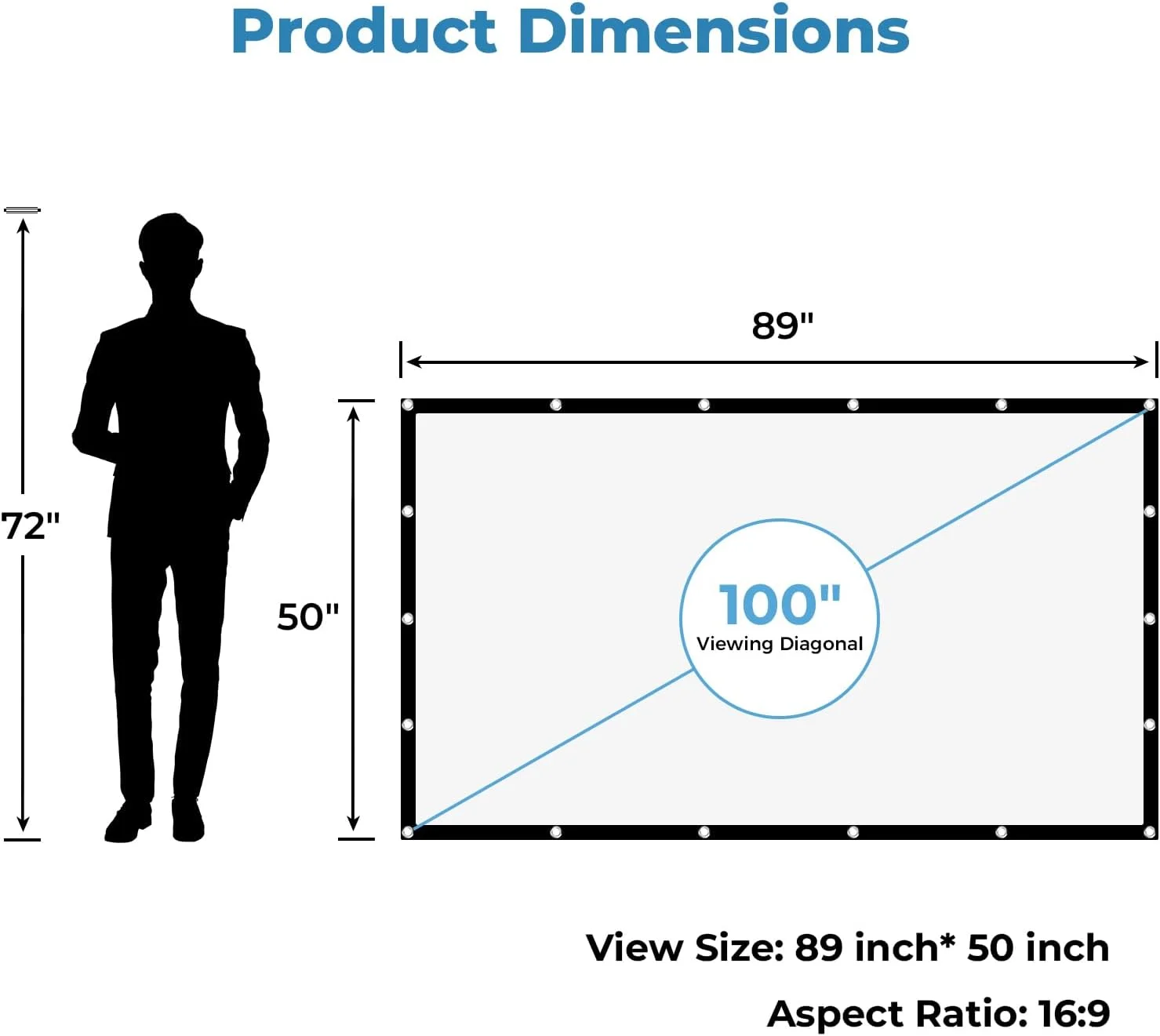 پرده نمایش پروژکتور 100 اینچی با پایه: پرده نمایش قابل حمل برای سینمای خانگی و فیلم در حیاط خلوت