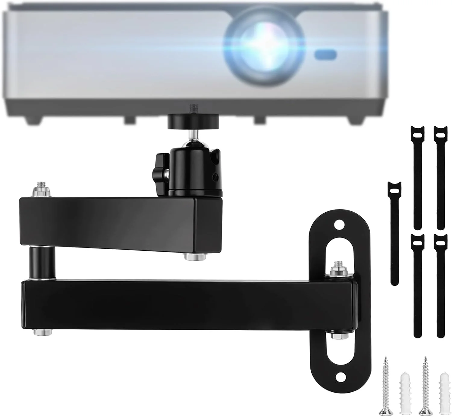 پایه دیواری پروژکتور، پایه های پروژکتور دیواری فلزی قابل تنظیم چند زاویه با رابط پیچ 1/4 اینچی و بازوی متحرک