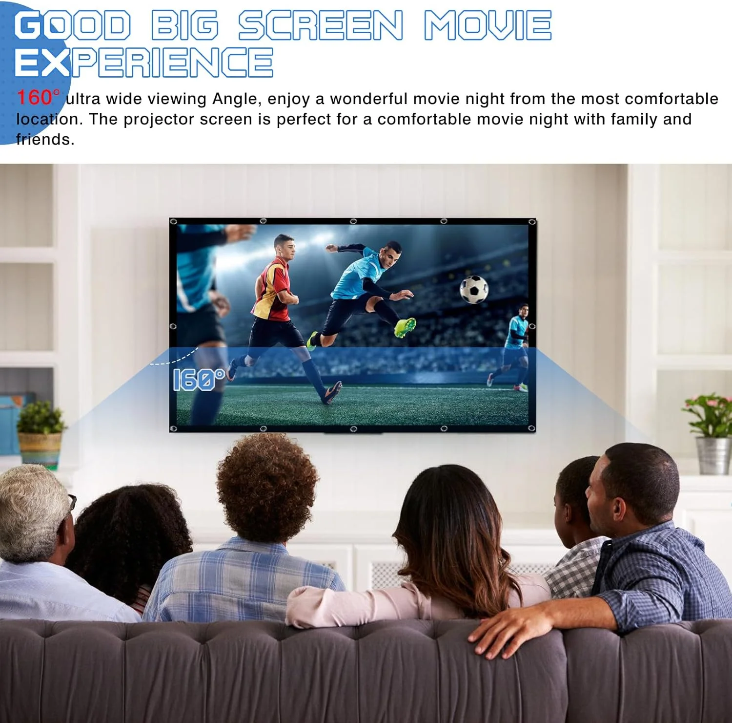 پرده نمایش پروژکتور ۱۲۰ اینچی: پرده نمایش پروژکتور فضای باز ۱۶:۹ HD، پرده نمایش ضد چروک، پرده تاشو برای خانه، دفتر، مدرسه، کمپینگ