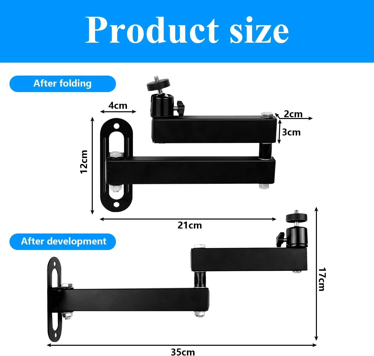 پایه پروژکتور لتوکزامز، نگهدارنده فلزی دیواری پروژکتور با قابلیت تنظیم چند زاویه، مناسب برای پروژکتور / براکت نظارتی با رابط پیچ 1/4 اینچی و بازوی متحرک
