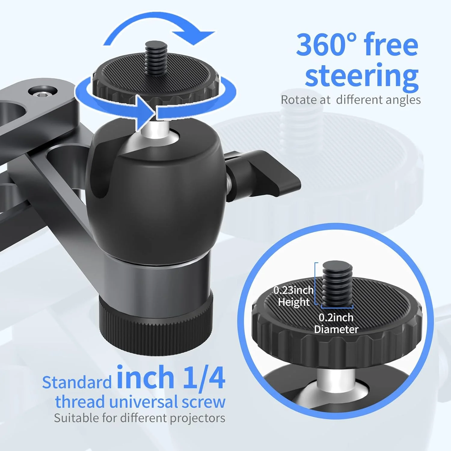 پایه دیواری پروژکتور تاشو، پایه سقفی دیواری قابل تنظیم جهانی، پایه پروژکتور آلیاژ آلومینیوم، اندازه پیچ 1/4 اینچ (نصب دیواری)…