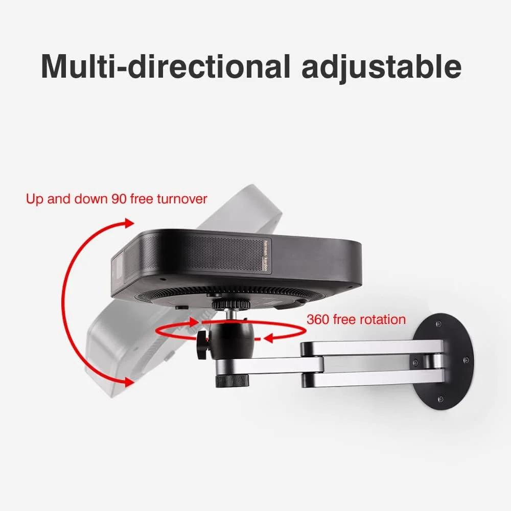 پایه دیواری پروژکتور تاشو، پایه سقفی دیواری قابل تنظیم جهانی، پایه پروژکتور آلیاژ آلومینیوم، اندازه پیچ 1/4 اینچ (نصب دیواری)…