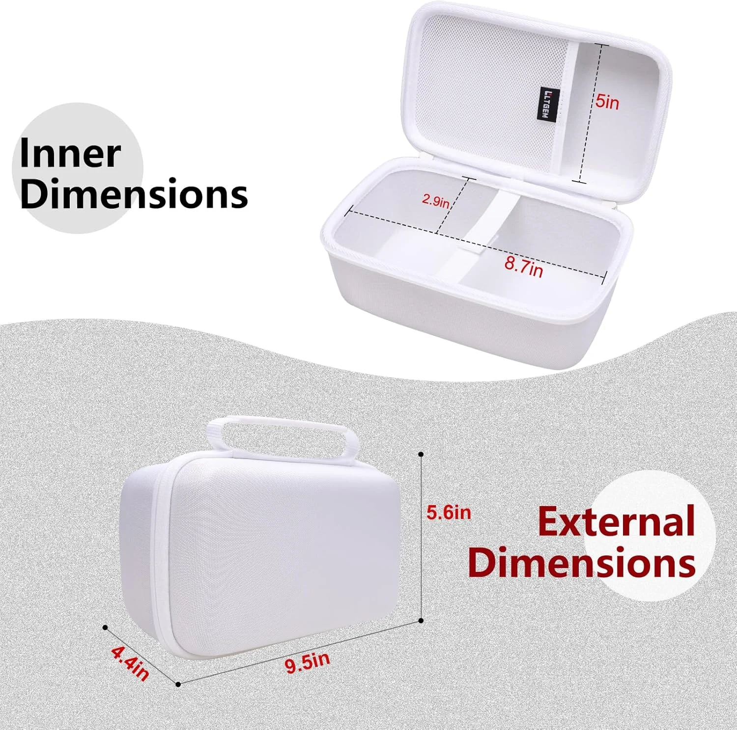 کیف سخت LTGEM سازگار با مینی پروژکتور Maypug، سفید