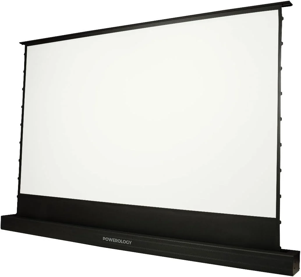 پرده نمایش پروژکتور موتوری پاورولوژی ۱۰۰ اینچ، نسبت تصویر عریض ۱۶:۹، کنترل از راه دور بی‌سیم، اندازه قطری ۹۰ تا ۱۵۰ اینچ، نصب آسان، مناسب برای فضای داخلی و خارجی - سفید