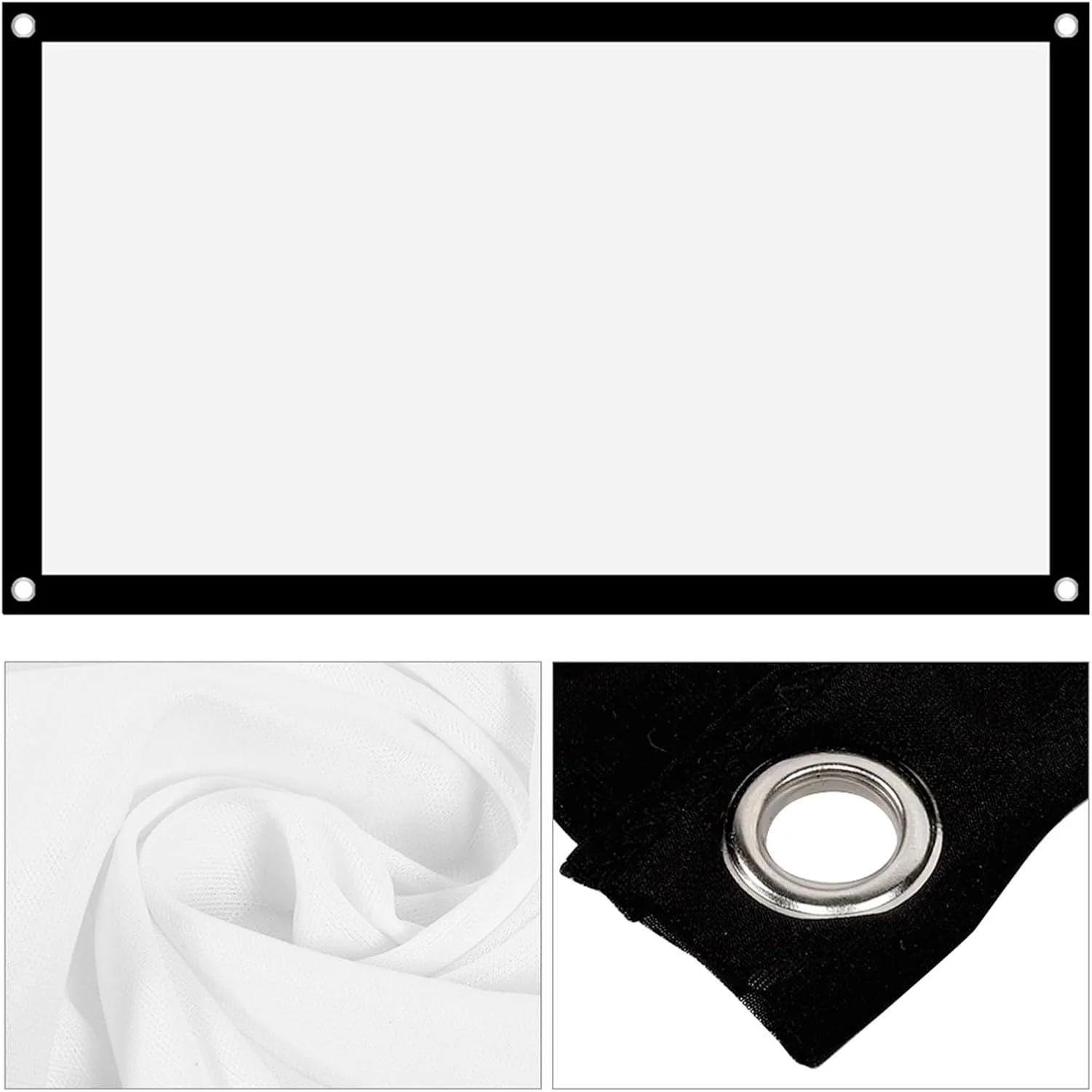 پرده نمایش سفید، پرده پروژکتور سفید بدون چروک، ضخیم شده 16:9، قابل حمل، پرده نمایش پروژکتور سفید نرم و بدون چروک ساخته شده از پلی استر (40