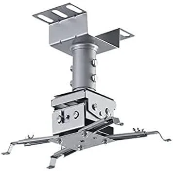 پایه پروژکتور، نگهدارنده پروژکتور، براکت پروژکتور، براکت سقفی پروژکتور، پایه چرخان جمع شونده نقره ای با چنگال های بزرگ ضخیم شده برای دفتر، خانه، استیج