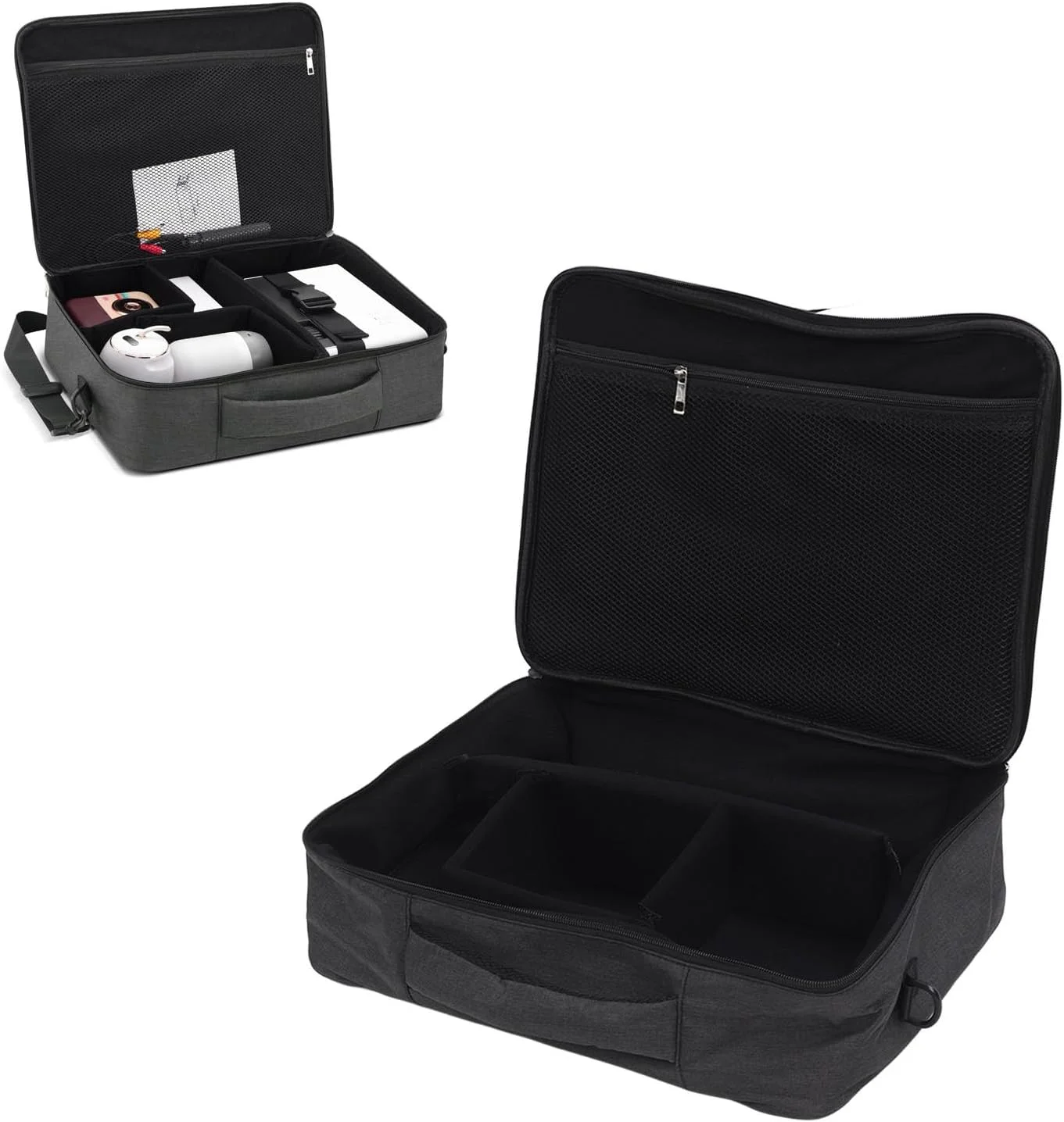 کیف حمل پروژکتور، کیف حمل با بند شانه، دسته حمل پهن تر، زیپ دو طرفه، کیف پروژکتور برای مینی پروژکتور و لوازم جانبی