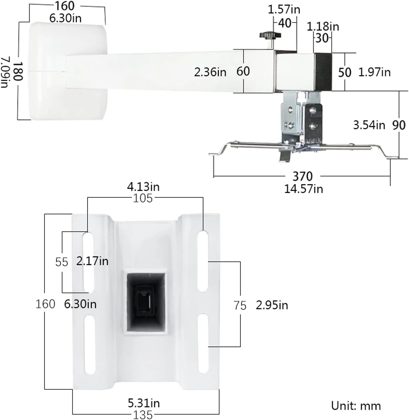 پایه نصب پروژکتور، قاب نصب پروژکتور، بازوی قابل افزایش پایه سقفی، پایه دیواری قابل تنظیم، مناسب برای دفتر کار خانگی، پایه پروژکتور قابل تنظیم