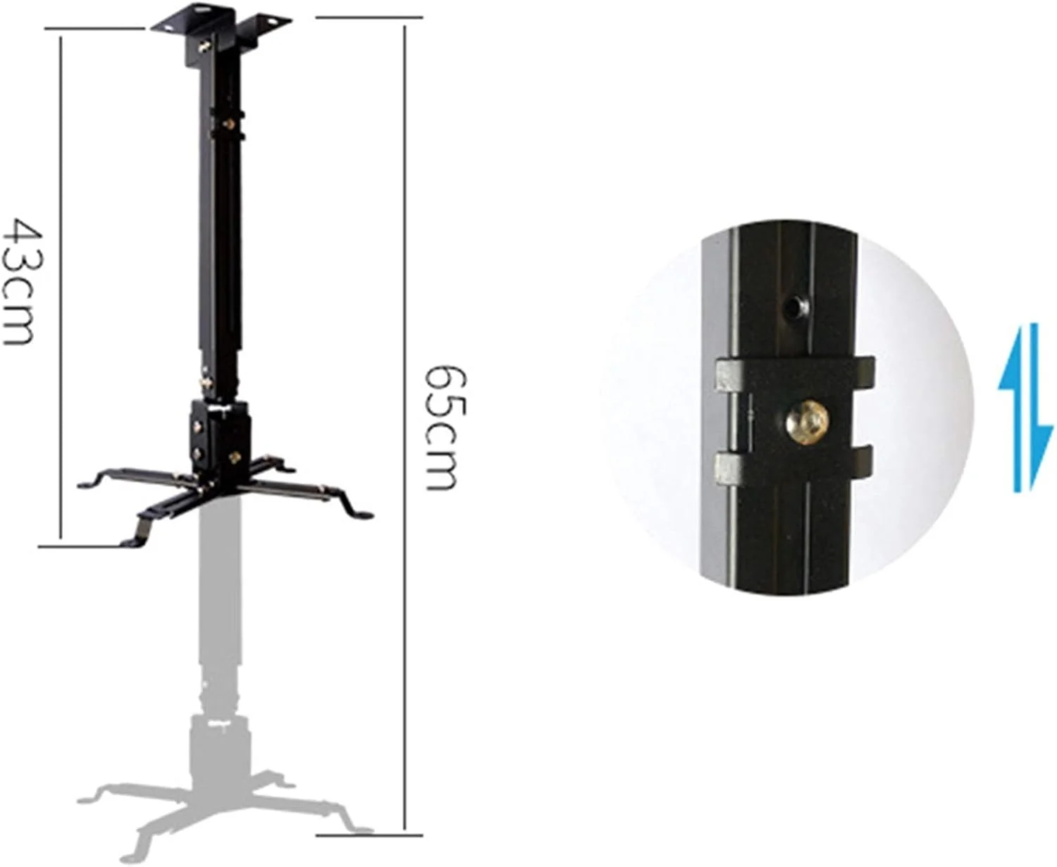 پایه پروژکتور، براکت نصب پروژکتور خانگی، پایه پروژکتور جهانی تلسکوپی قابل تنظیم سقفی دیواری، پایه پروژکتور مشکی مناسب اداری
