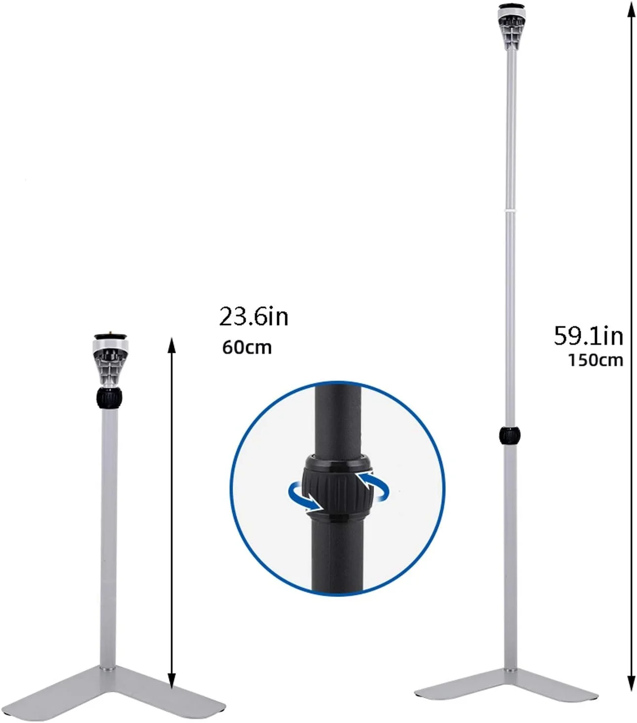 پایه پروژکتور، براکت نصب پروژکتور، پایه زمینی سبک وزن با قابلیت تنظیم ارتفاع و سر توپی چرخان 360 درجه برای پروژکتور، دوربین کوچک، مناسب برای دفتر کار - مشکی