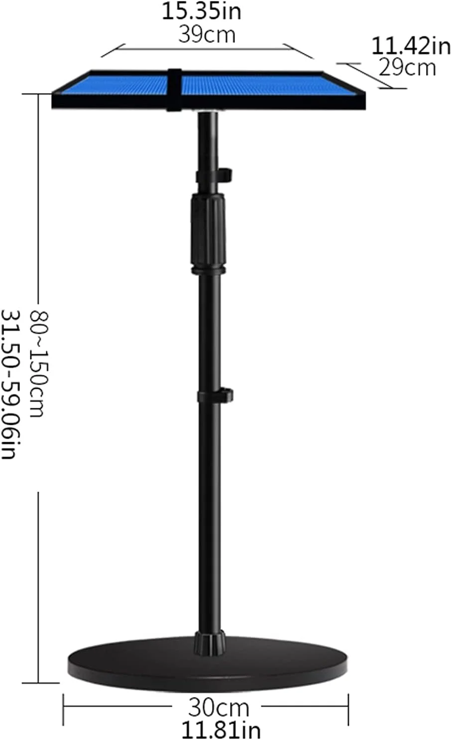 پایه پروژکتور، براکت نصب پروژکتور، پایه زمینی پروژکتور، پایه چند منظوره فلزی با سینی، طول قابل تنظیم 80 تا 150 سانتی متر، تحمل وزن 5 کیلوگرم، مناسب برای دفاتر