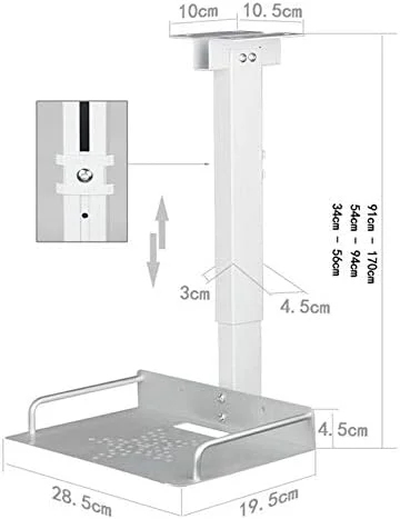 کیت براکت نصب پروژکتور، پایه پروژکتور جهانی برای سقف یا دیوار، برای پروژکتورها/دوربین های مداربسته/DVR (نقره ای) (اندازه: 45-56 سانتی متر)