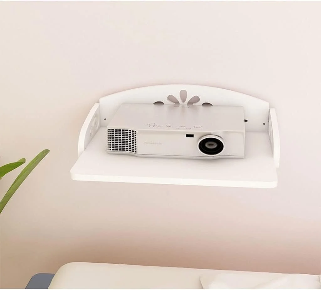 پایه دیواری پروژکتور چند منظوره سفید رنگ، مناسب برای جعبه رسانه، کنسول بازی، روتر، پروژکتور، پایه قابل تنظیم پروژکتور، سفید