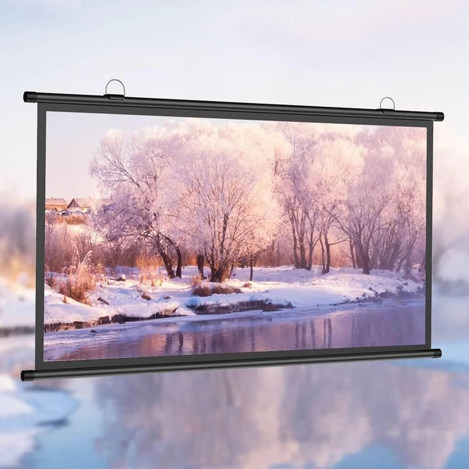 پرده نمایش پروژکتور قابل حمل، سبک کشویی جمع شونده دستی، پرده نمایش HD قابل نصب روی دیوار، پرده نمایش فیلم موبایل، سینمای خانگی جشن عروسی ارائه اداری - 16:09-72