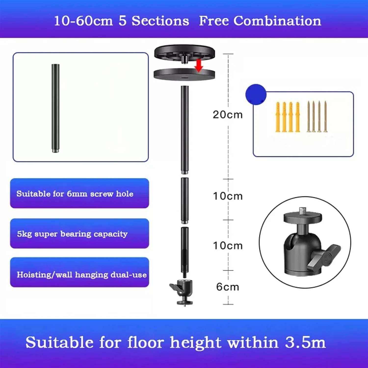 پایه پروژکتور، پایه نصب پروژکتور، براکت پروژکتور، آویز دیواری بالابر، براکت جمع شونده، قفسه پروژکتور، قفسه، قفسه جهانی با سوراخ پیچ 6 میلی متری، پایه پروژکتور قابل تنظیم، تک رنگ - 10-60 سانتی متر پایه پروژکتور، پایه نصب پروژکتور، براکت پروژکتور، آویز دیواری بالابر، براکت جمع شونده، قفسه پروژکتور، قفسه، قفسه جهانی با سوراخ پیچ 6 میلی متری، پایه پروژکتور قابل تنظیم، تک رنگ - 10-60 سانتی متر