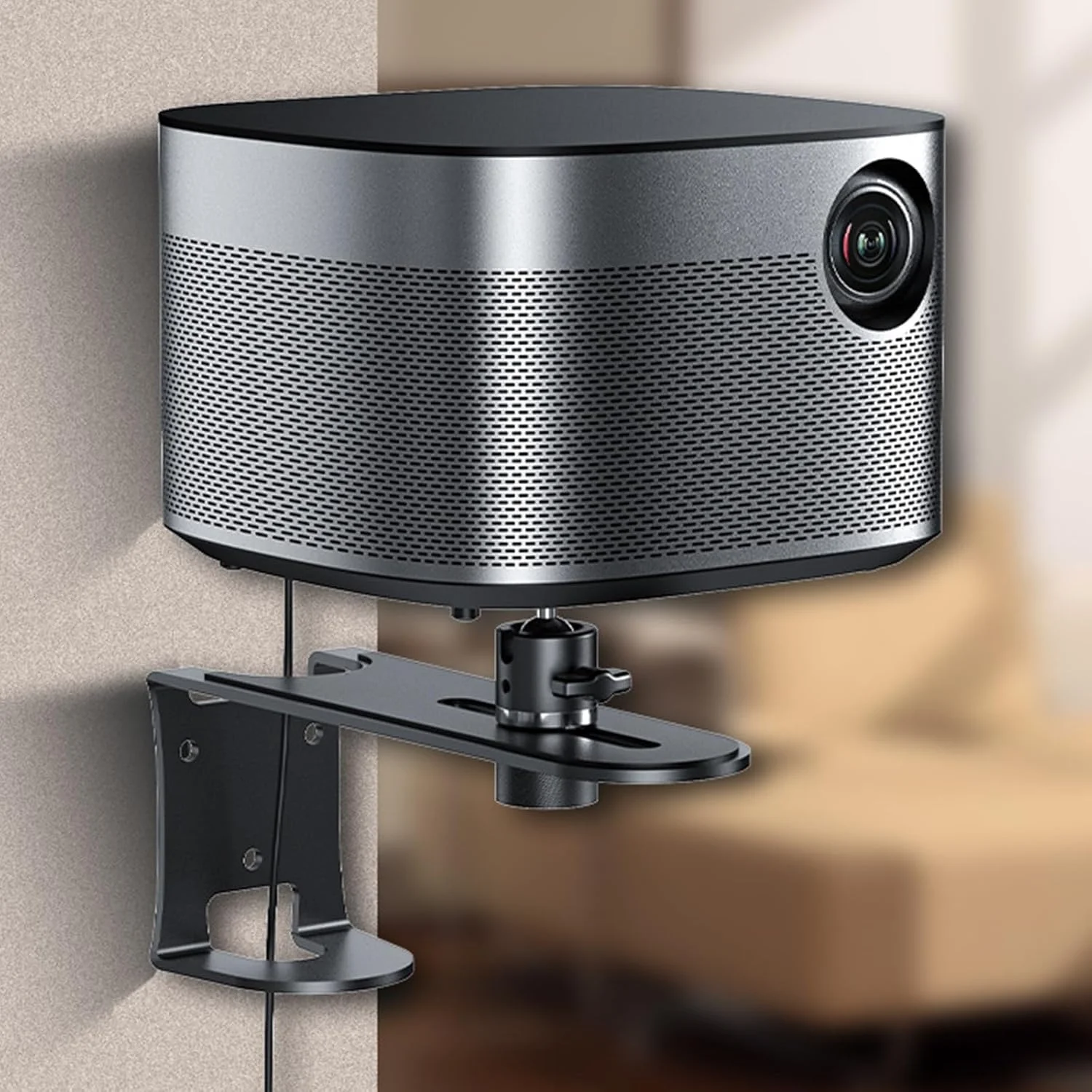 پایه دیواری فلزی پروژکتور با چرخش کامل 360 درجه و نصب زاویه دار قابل تنظیم، سازگار با اکثر سیستم های سینمای خانگی، پایه پروژکتور آلومینیومی سنگین
