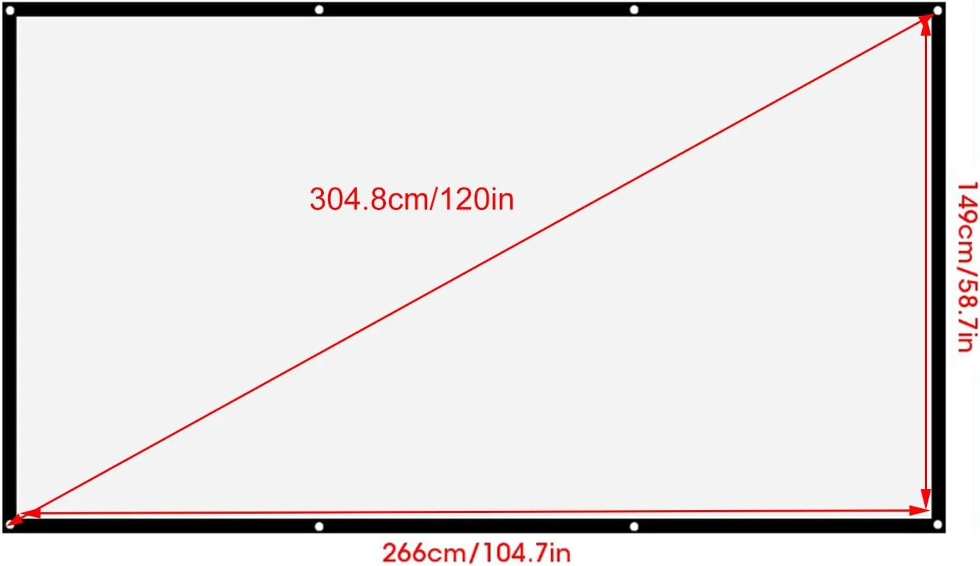 پرده نمایش پروژکتور، 16:9 تاشو قابل حمل با چسب، پشتیبانی از نمایش جلو و عقب، برای سینمای خانگی فضای باز و داخلی (YUEHISYgks3w01din-16)