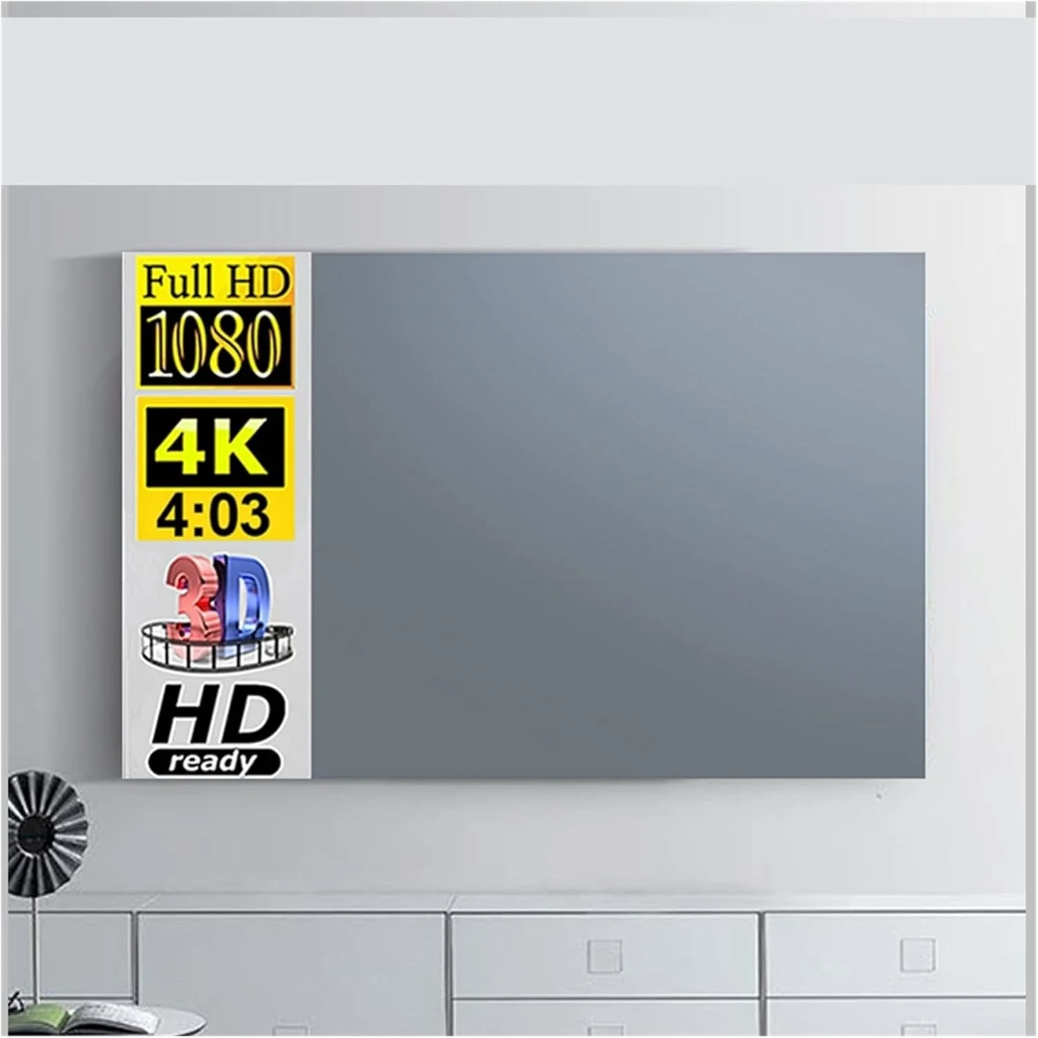 پرده نمایش پروژکتور 4:3 در ابعاد 106 100 92 84 72 60 30 اینچ، سه بعدی، 1080P HD، تاشو، قابل حمل، مناسب سینما، نمایش فیلم در فضای باز و داخل سالن (106 اینچ) پرده نمایش پروژکتور 4:3 در ابعاد 106 100 92 84 72 60 30 اینچ، سه بعدی، 1080P HD، تاشو، قابل حمل، مناسب سینما، نمایش فیلم در فضای باز و داخل سالن (106 اینچ)