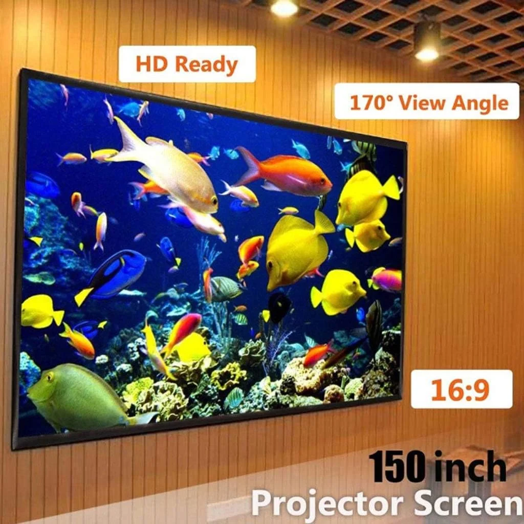 پرده نمایش پروژکتور، پرده نمایش سفید تاشو لبه دار، مناسب تلویزیون (120 اینچ)