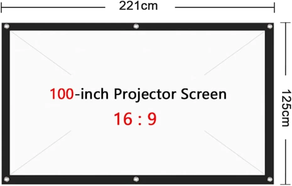 پرده نمایش پروژکتور 16:9 HD 100 اینچی تاشو ضد چروک قابل حمل برای سینمای خانگی، نمایش فیلم در فضای باز و سرپوشیده