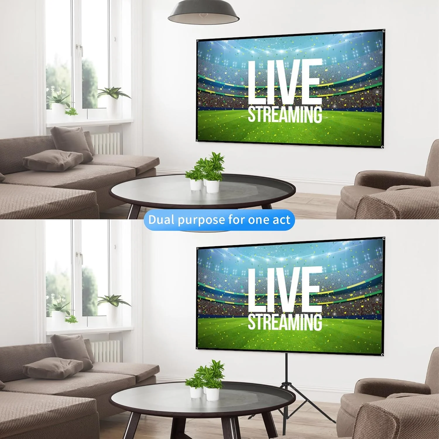 پرده نمایش پروژکتور داخلی، 100 اینچ (1.2Gain، 16:9، زاویه دید 160 درجه و کیف حمل) پرده نمایش پروژکتور جمع شونده بیرونی، طراحی بدون چروک برای شب فیلم در سینمای خانگی و حیاط خلوت