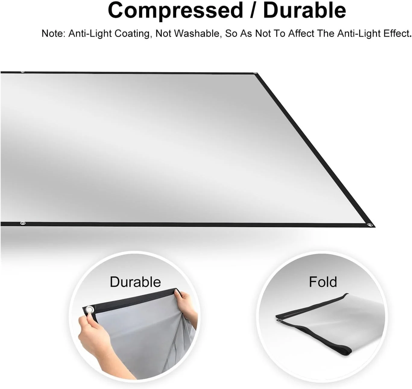 پرده نمایش پروژکتور 120 اینچی با لایه نوری، نسبت تصویر 16:9، بازتابندگی بالا، تاشو