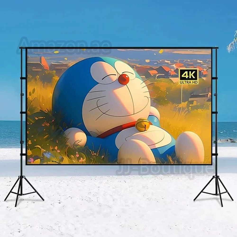 پرده نمایش پروژکتور با پایه، 120 اینچ 16:9 HD 4K با سه پایه برای فیلم، تلویزیون و ویدیو، پرده نمایش فیلم قابل حمل برای سینمای خانگی داخلی و فضای باز (265 * 148CM)