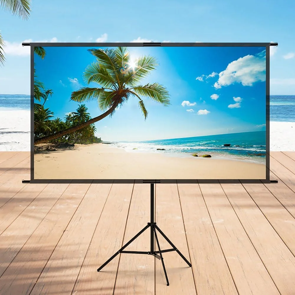 پرده نمایش پروژکتور به همراه پایه، 84 اینچ 16:9 HD 4K، پرده نمایش قابل نصب روی دیوار با سه پایه برای فیلم، تلویزیون و ویدیو، پرده نمایش فیلم قابل حمل برای سینمای خانگی داخلی و فضای باز (186 * 105 سانتی متر)