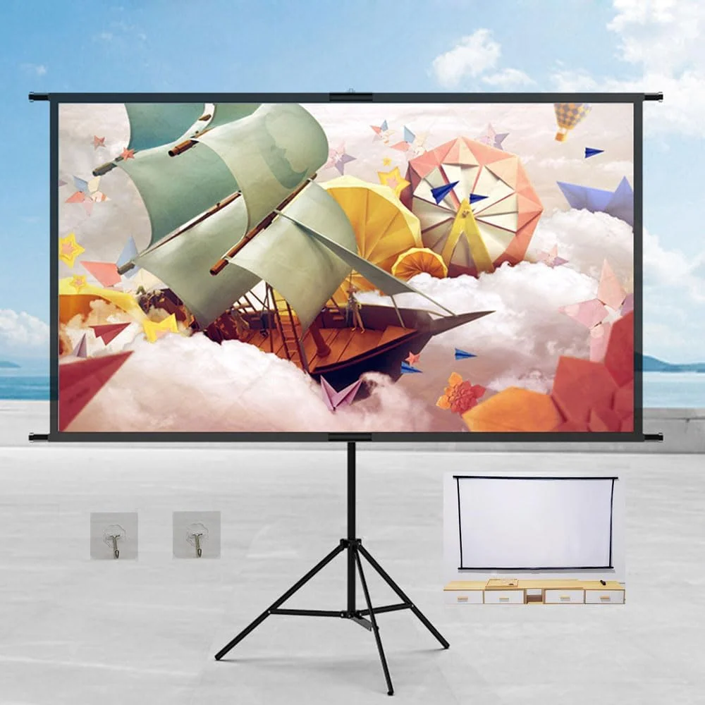 پرده نمایش پروژکتور با قابلیت نصب روی دیوار، نسبت تصویر 16:9، سازگار با کیفیت 4K HD، مناسب برای منزل و اداره، زاویه دید 160 درجه، مناسب برای فیلم، ویدئو، نمایش در فضای داخلی و خارجی (84 اینچ)