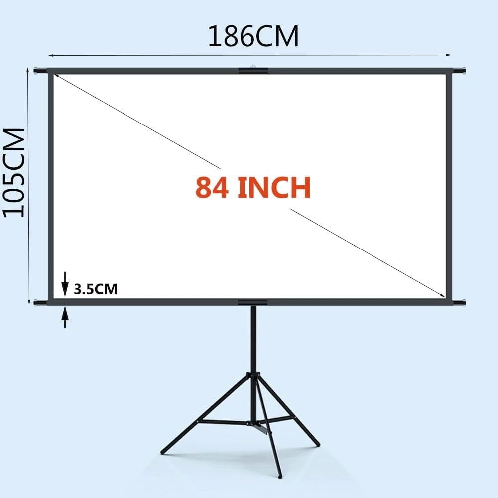 پرده نمایش پروژکتور با قابلیت نصب روی دیوار، نسبت تصویر 16:9، سازگار با کیفیت 4K HD، مناسب برای منزل و اداره، زاویه دید 160 درجه، مناسب برای فیلم، ویدئو، نمایش در فضای داخلی و خارجی (84 اینچ) پرده نمایش پروژکتور با قابلیت نصب روی دیوار، نسبت تصویر 16:9، سازگار با کیفیت 4K HD، مناسب برای منزل و اداره، زاویه دید 160 درجه، مناسب برای فیلم، ویدئو، نمایش در فضای داخلی و خارجی (84 اینچ)