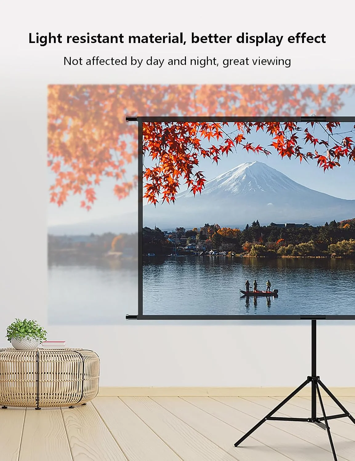 پرده نمایش پروژکتور با پایه، پرده نمایش فیلم قابل حمل 4K HD 16:9 با پایه قابل تنظیم ارتفاع برای سینمای خانگی داخلی، کمپینگ در فضای باز، دفتر (84 اینچ)