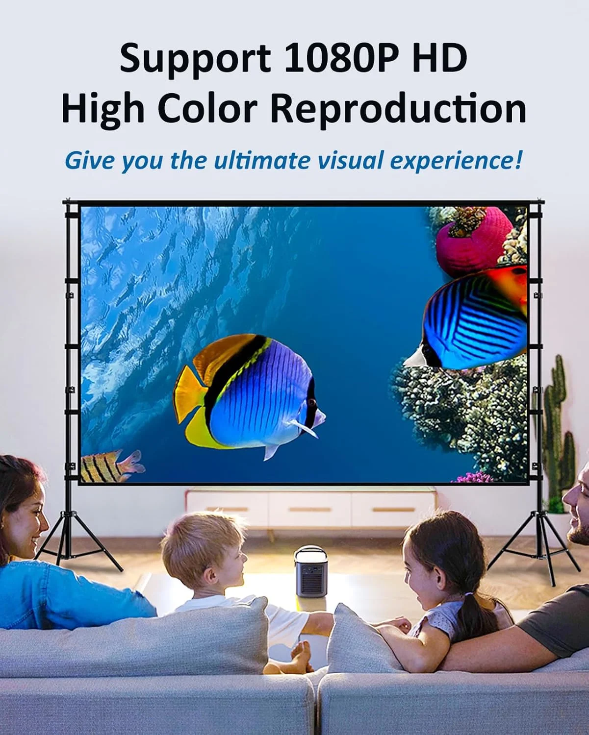 پرده نمایش پروژکتور با پایه، پرده نمایش فیلم قابل حمل و تاشو HD 16:9 با براکت دوبل و کیف حمل برای استفاده در فضای داخلی خانه، حیاط خلوت، جلسات اداری، کمپینگ در فضای باز (84 اینچ)